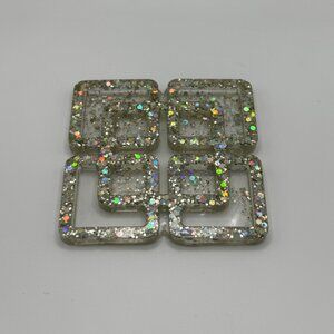 Holographic Linked Squares Resin Charm